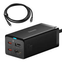 Cargador rápido Baseus GaN5 Pro HUB HDMI 2 x USB-C / USB-A / HDMI 4K 30Hz 1.5m negro + cable USB-C - USB-C 100W 40Gb/s (USB4) 1m (CCGP110201)