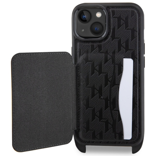 Hülle Karl Lagerfeld KLHCP14SCSAKHPKK iPhone 14 6,1" hartcase schwarz/schwarz Crossbody Saffiano Monogramm Ikonik Case