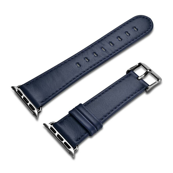 bracelet vintage en cuir iCarer bracelet en cuir véritable pour Watch 3 38mm / Watch 2 38mm / Watch 1 38mm bleu foncé (RIW117-DB（38）)