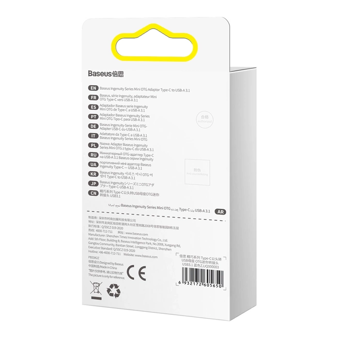 Baseus Mini OTG adaptér řady Ingenuity Type-C na USB-A 3.1 modrý