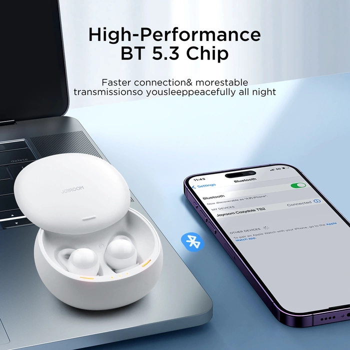 Bezdrátová sluchátka řady TWS Joyroom JR-TS2 Cozydots s aktivní redukcí hluku, Bluetooth 5.3 – bílá