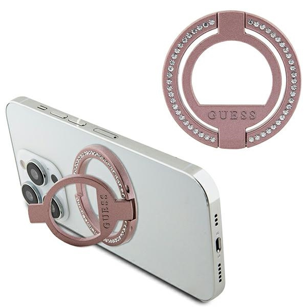Guess MagSafe Anello stand GUMRSALDGP rosa/rosa strass