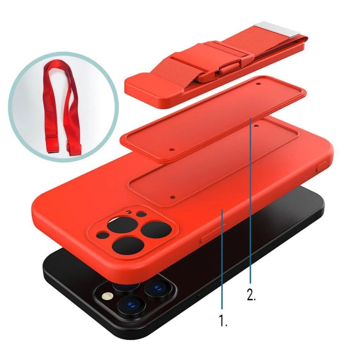 Rope Case silikonowe etui ze smyczą torebka smycz pasek do Redmi Note 11 Pro czerwony