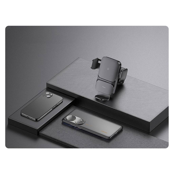 Support de téléphone de voiture pour chargeur à induction Baseus Wisdom sur le tableau de bord (ventouse) noir