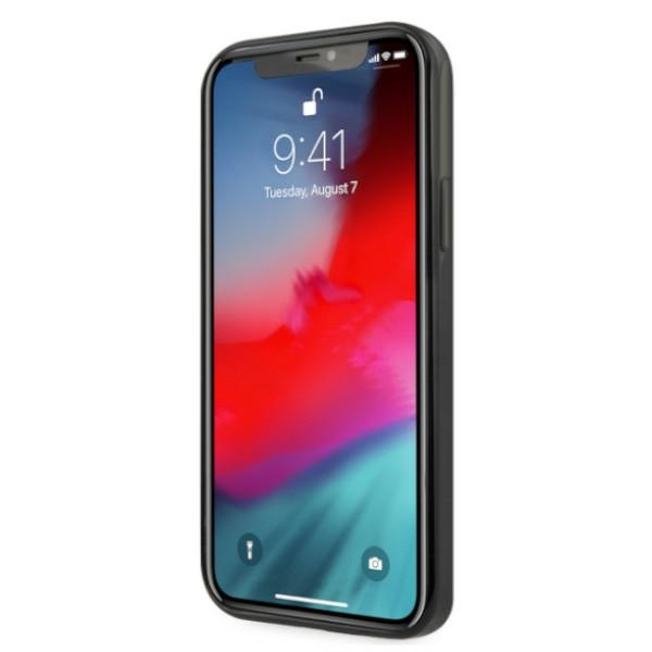 Hülle MERCEDES Apple iPhone 12 12 Pro Silber Sterne Muster Schwarz Hardcase