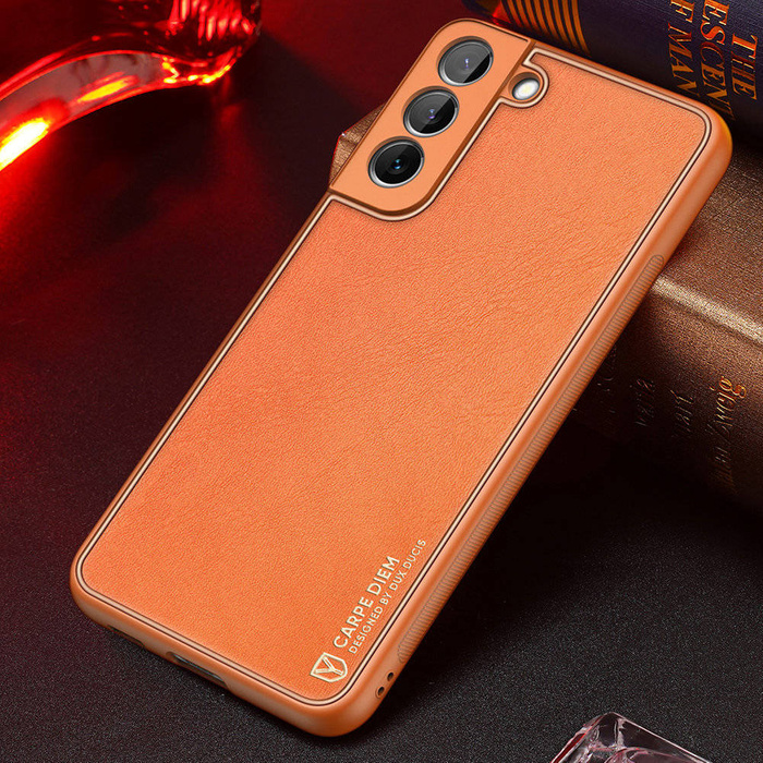 Dux Ducis Yolo elegantní pouzdro ekologický kožený kryt Samsung Galaxy S22+ (S22 Plus) oranžový