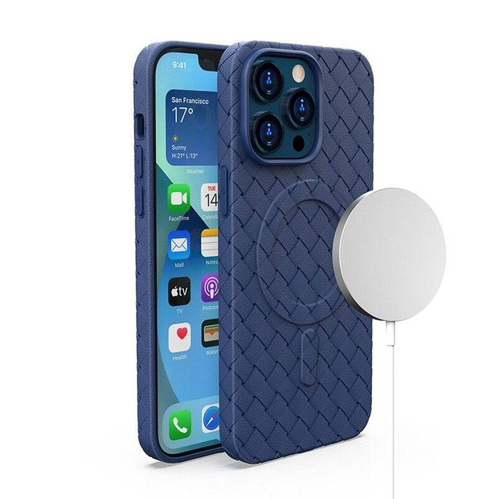 MagSafe Woven Case pro iPhone 15 - tmavě modrá
