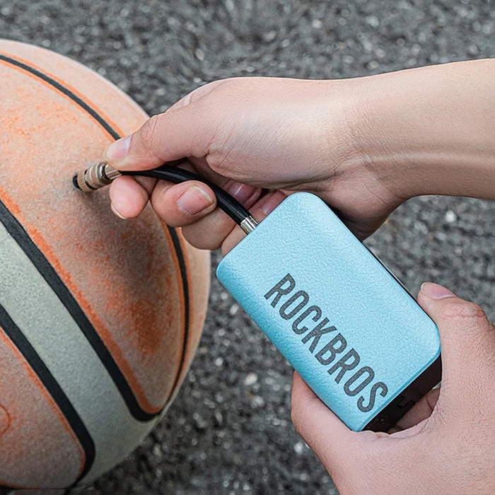 Rockbros 42520006001 Electric Bicycle Pump with Digital Display for Tires / Balls / Balloons - Blue