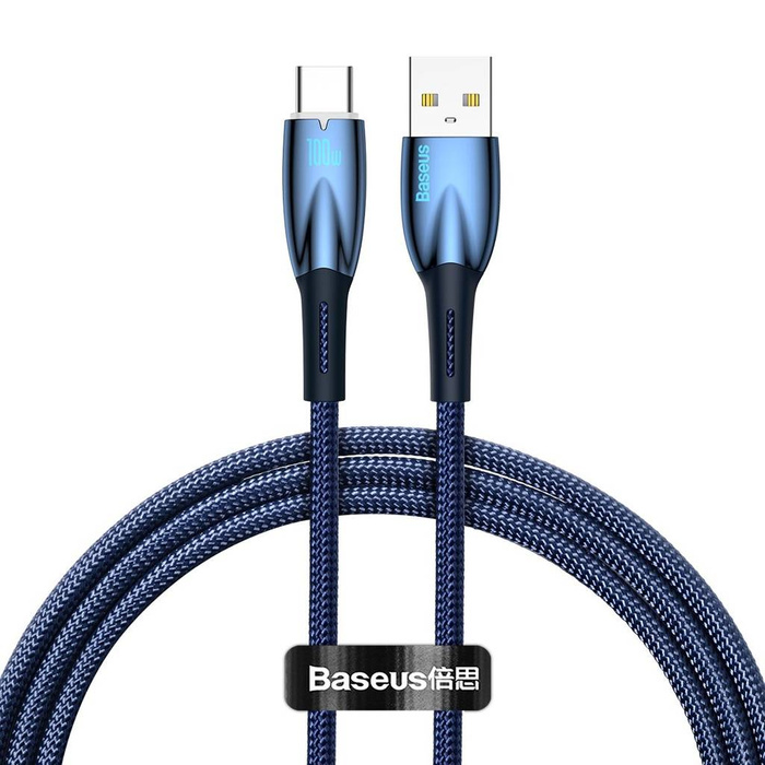 Baseus Glimmer Series kabel pro rychlé nabíjení USB-A - USB-C 100W 480Mbps 1m modrá