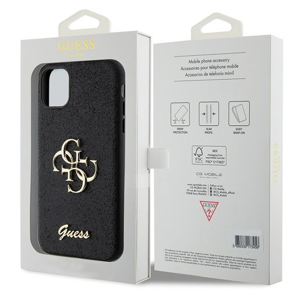 Guess GUHCN61HG4SGK iPhone 11 / Xr 6.1" negro/negro durocase Glitter Script Big 4G