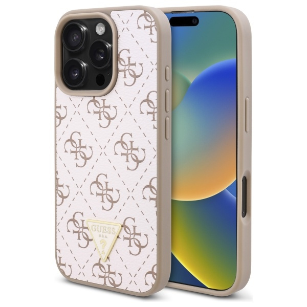 Etui Guess iPhone 16 Pro 6.3" biały/white hardcase New 4G Triangle