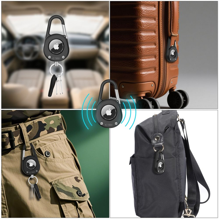TECH-PROTECT SLIDELOCK CARABINER KEYCHAIN APPLE AIRTAG 1 / 2 BLACK