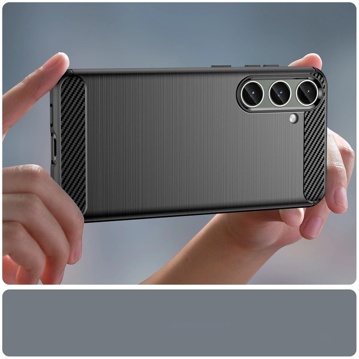 Pouzdro pro Carbon Case Samsung Galaxy S24+ flexibilní silikonový karbonový kryt - černý