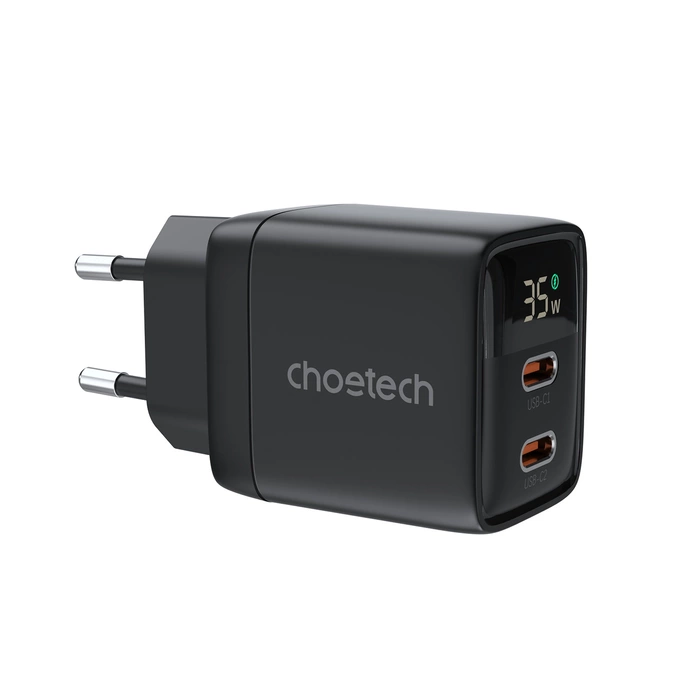 Choetech PD6051 USB-C Caricatore da muro USB-C PD 35W GaN con display - nero