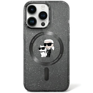 Coque Karl Lagerfeld KLHMN61HGKCNOK iPhone 11 / Xr 6.1" noir/noir durcase Karl&amp;Choupette Glitter MagSafe Case