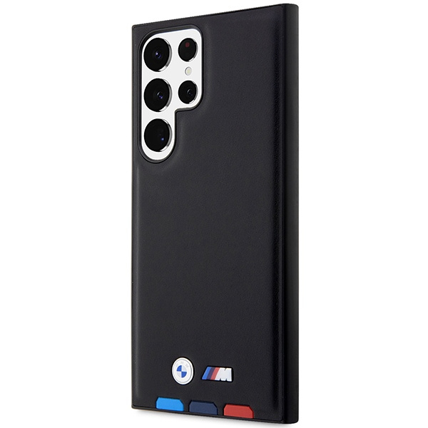 Obal BMW BMHCS23L22PTDK S23 Ultra S918 černá/černá Kožená známka Tricolor Case