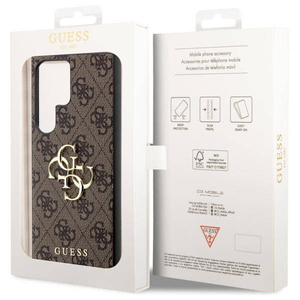 Cover Guess GUHCS23L4GMGBR S23 Ultra S918 marrone/marronecase 4G Big Metal Logo Case