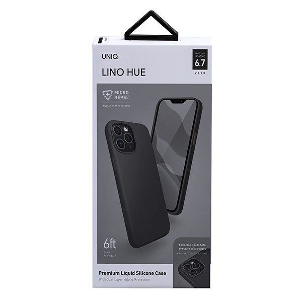 Uniq Lino Hue iPhone 12 Pro Max 6.7&quot; negro/tinta negra Antimicrobiano