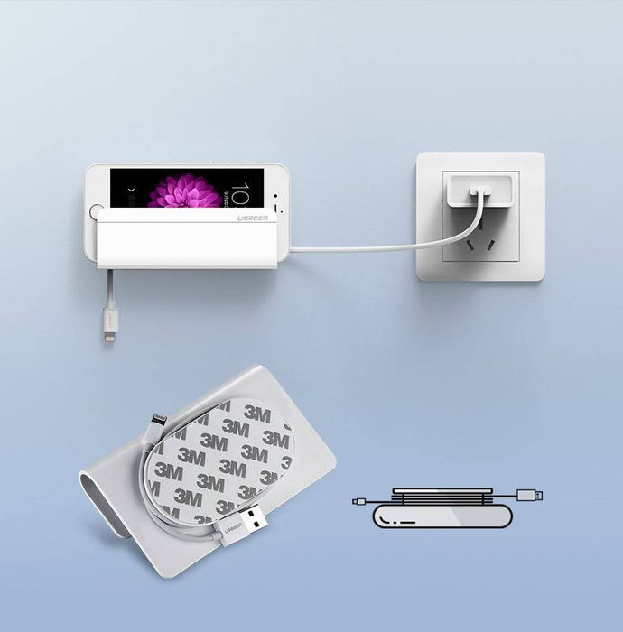 Ugreen nástenný Držiak na smartfón na nabíjanie biely (30394)