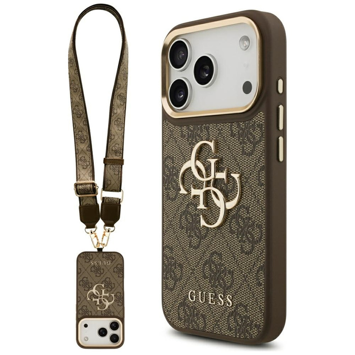 Etui Guess 4G Big 4G Classic Logo Big    Strap Metal Buttons do iPhone 17 Pro brązowy