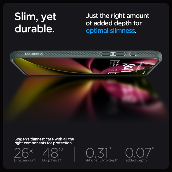 Case Spigen Liquid Air iPhone 15 Pro Abyss Green Case