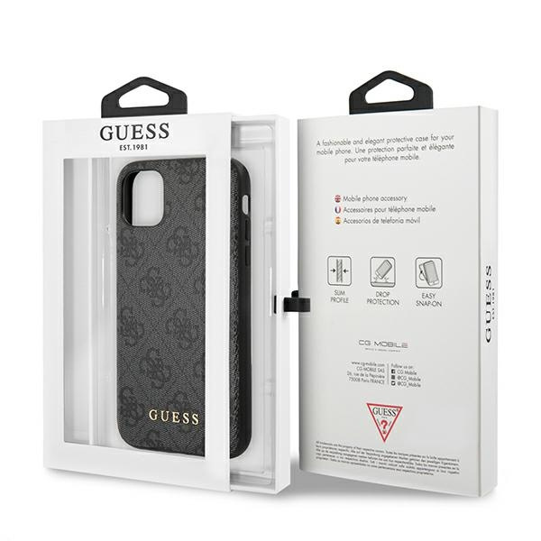 Case Guess GUHCN61G4GFGR iPhone 11 6.1" grey/grey hard case 4G Metal Gold Logo