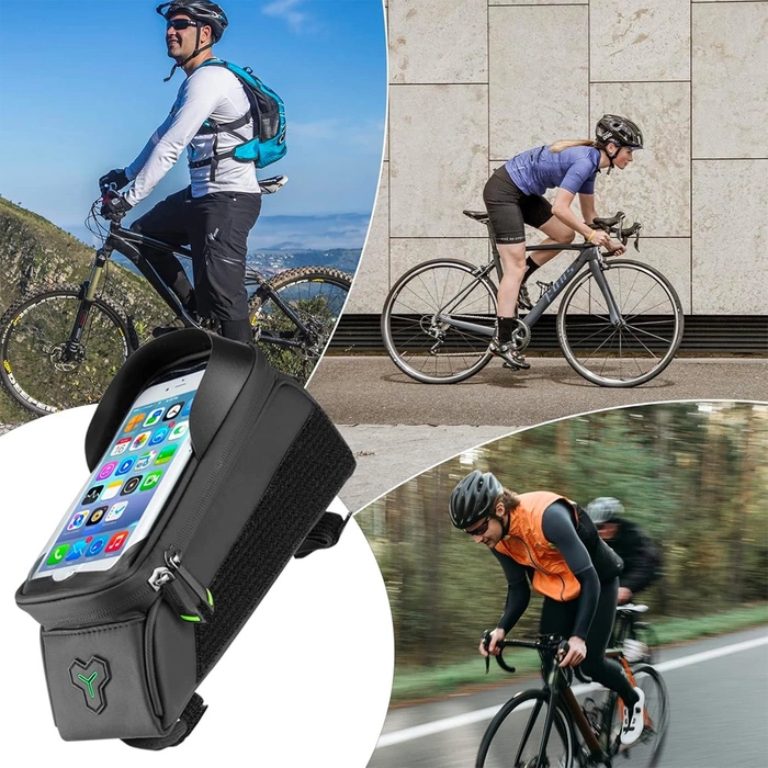 Sacoche de vélo Rockbros 029-1BK pour cadre avec housse de téléphone - noir