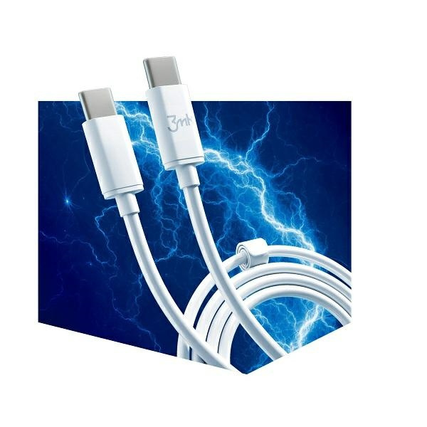 3mk Hyper Cable USB-C/USB-C 2m 100W Cable White/White