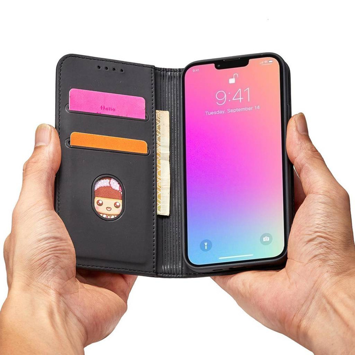 Estuche magnético para tarjetas para iPhone 13 Pro Estuche para tarjetas Monedero Tarjetero Negro