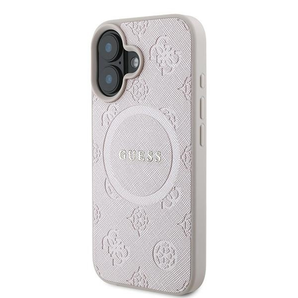 Etui Guess iPhone 16 Plus różowy/pink HC MagSafe Safiano Peony Classic Logo