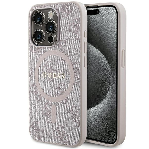 Etui Guess GUHMP15LG4GFRP iPhone 15 Pro 6.1" różowy/pink hardcase 4G Collection Leather Metal Logo MagSafe Case