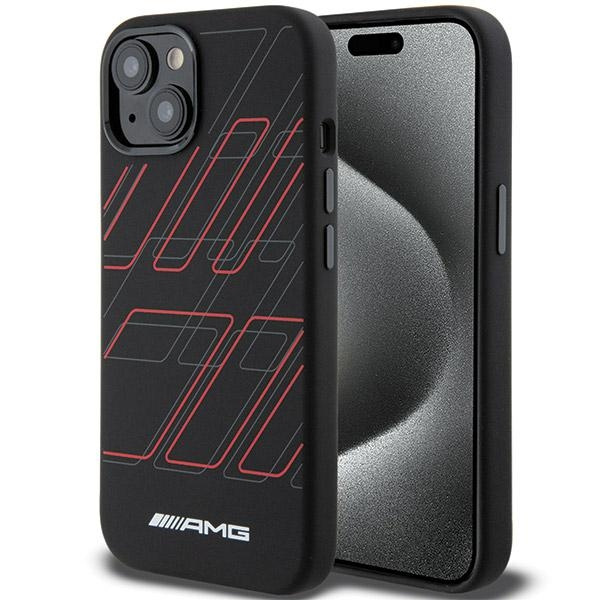 Etui AMG AMHMP15M23SSPK iPhone 15 Plus / 14 Plus 6.7" czarny/black hardcase Silicone Large Rhombuses Pattern MagSafe Case