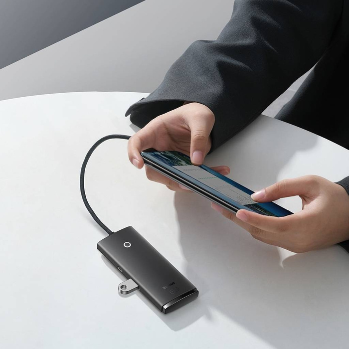 Baseus 4portový adaptér HUB řady Lite (Type-C na USB 3.0*4) 25 cm černý