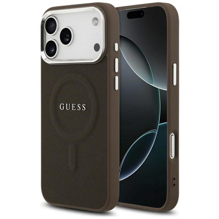 Etui Guess Classic Logo MagSafe do       iPhone 17 Pro brązowy