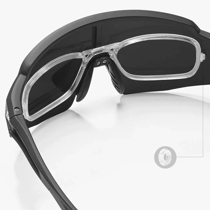 Rockbros Polarisierte Fahrradbrille mit UV-Schutz und Korrektureinsatz 14120008006 Graue Gläser - Schwarz