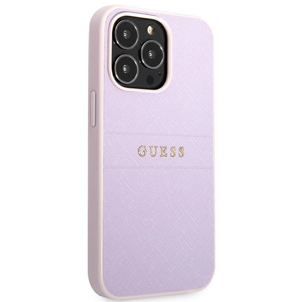Case GUESS Apple iPhone 13 13 Pro Saffiano Hot Stamp & Metal Logo Purple Case