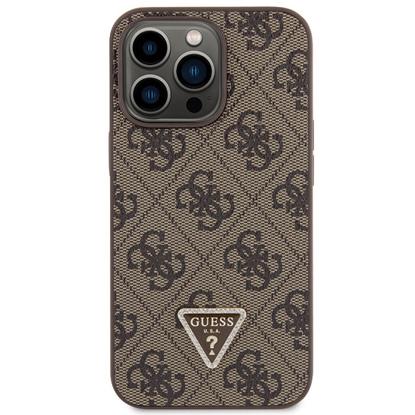 Guess GUHCP13LP4TDSCPW iPhone 13 Pro / 13 6.1" braun/braun hartcase Crossbody 4G Metall Logo