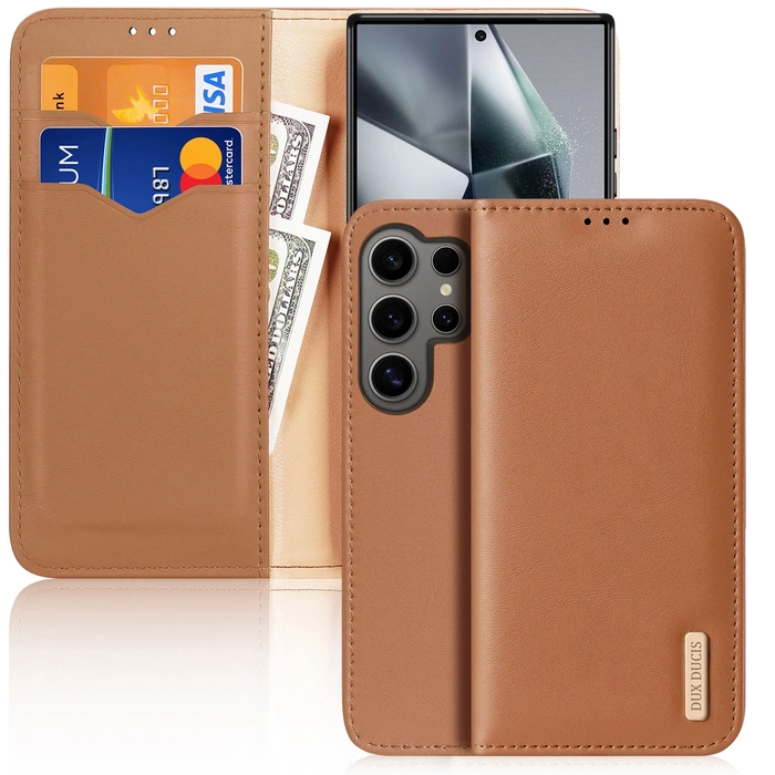 Pouzdro Dux Ducis Hivo s klopou a RFID blokátorem pro Samsung Galaxy S24 Ultra - hnědé