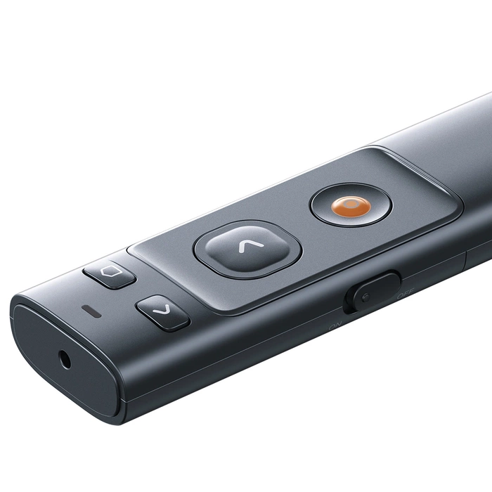 Baseus Orange Dot Multifunctional remote control for presentation, with a red laser pointer - gray