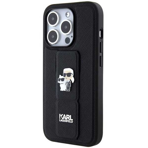 Etui Karl Lagerfeld KLHCP13XGSAKCPK iPhone 13 Pro Max 6.7" czarny/black hardcase Gripstand Saffiano Karl&Choupette Pins Case