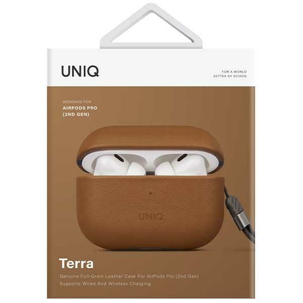UNIQ case Terra AirPods Pro 2nd gen Genuine Leather brown/toffee brown