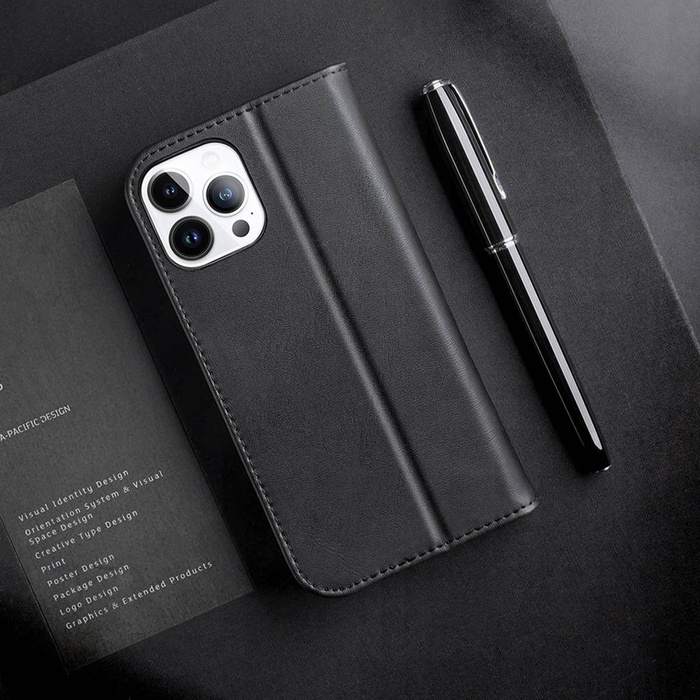 Dux Ducis Hivo Leather Flip Cover Genuine Leather Wallet for Cards and Documents iPhone 14 Pro Black