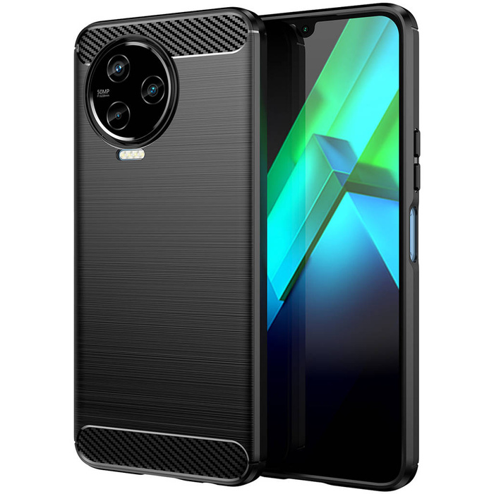 Funda de carbono para Infinix Note 12 (2023) / Infinix Note 12 Pro Funda de carbono de silicona flexible negra