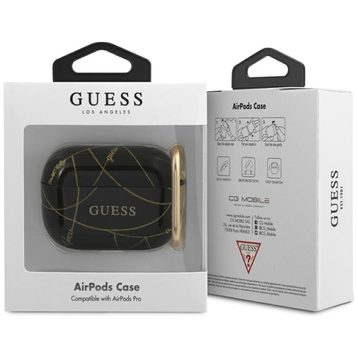  GUESS  Funda para los AirPods Pro Colección Cadena Dorada GUACAPTPUCHBK Funda Negra