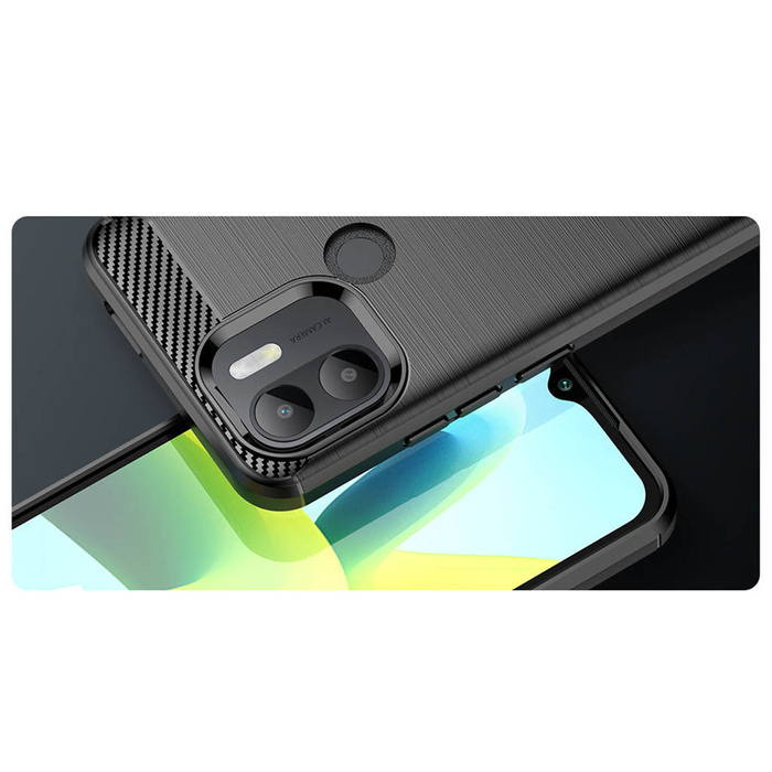 Custodia Carbon Case per Xiaomi Redmi A1+ cover in carbonio flessibile in silicone nero