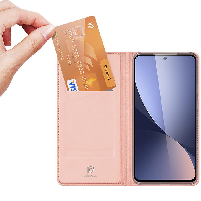 Etui à rabat, portefeuille et support Dux Ducis Skin Pro pour Xiaomi Poco M6 Pro / Redmi 12/12R - rose