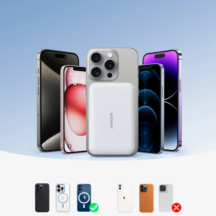 Joyroom JR-W020 20 W 10000 mAh MagSafe Powerbank + USB-C – USB-C 0,25 m Kabel – Weiß