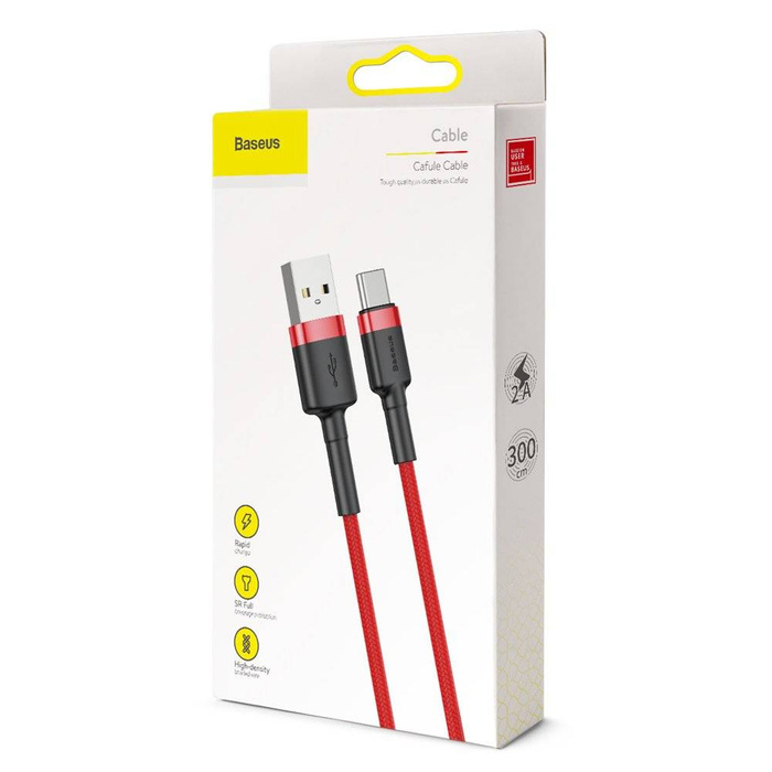 Baseus Cafule Cable odolný nylonový kabel USB / USB-C QC3.0 2A 3M červený (CATKLF-U09)