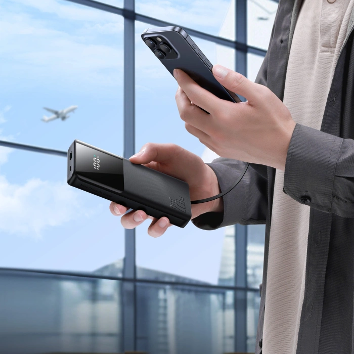 Powerbank Joyroom JR-PBF19 22.5W 10000mAh z dwoma wbudowanymi kablami - czarny