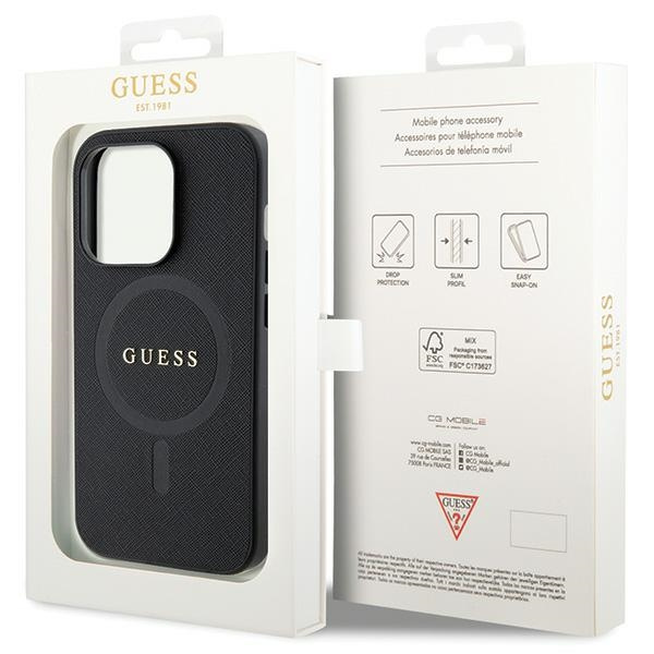 Guess GUHMP14LPSAHMCK iPhone 14 Pro 6.1" nero/nero durocase Saffiano MagSafe